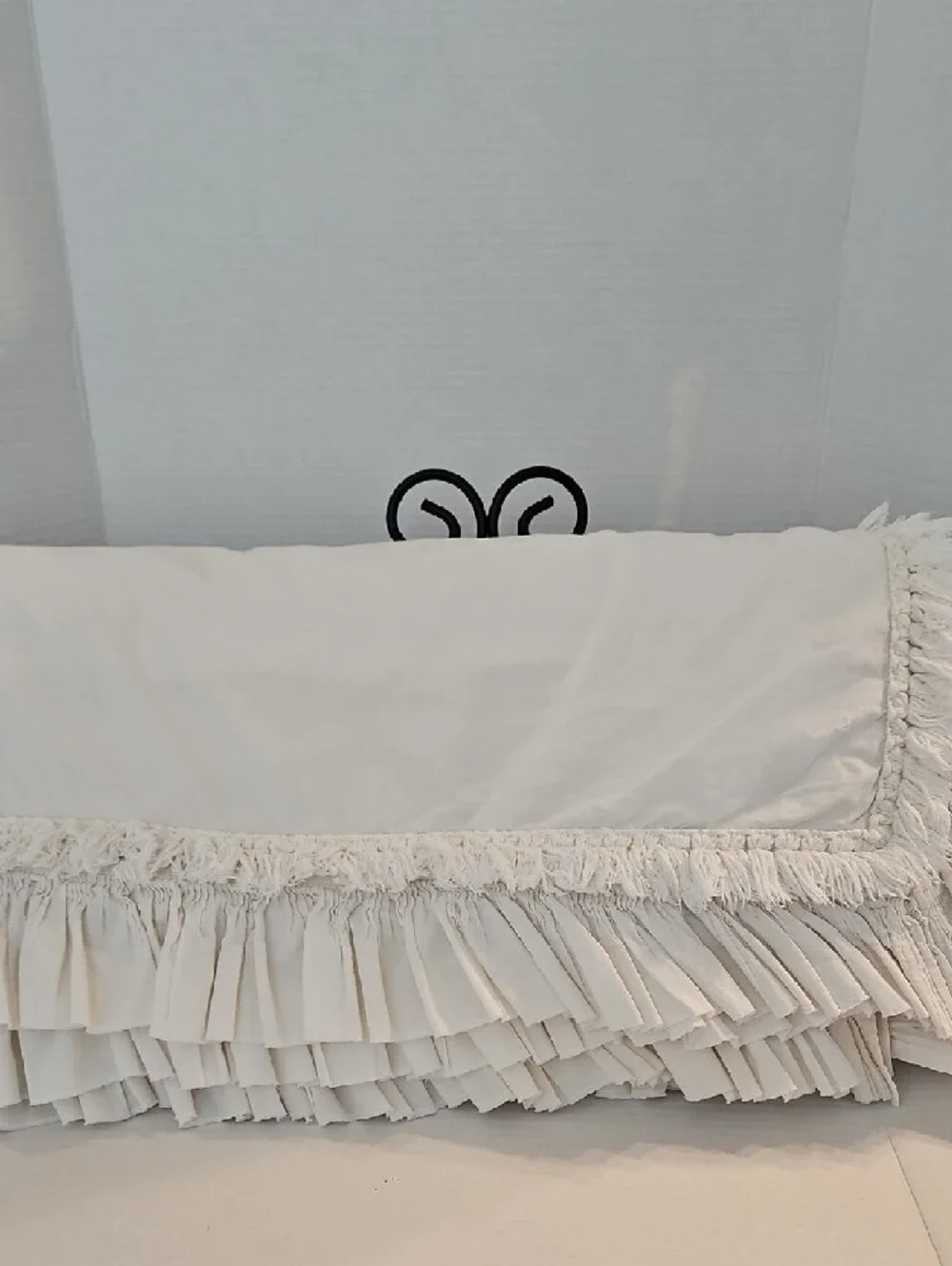 Anthropologie Cream Ruffled Duvet Cover